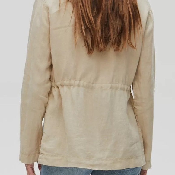 NWT Michael Stars Linen Anorak Jacket Cargo Pockets Oatmeal Sz XS Zip Button - Picture 16 of 16